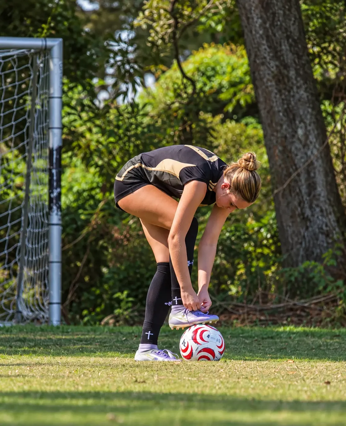 Lacing up before training
